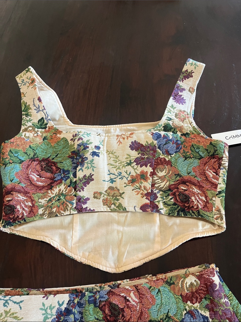 🌸 COMMENSE Floral Tapestry Corset & Mini Skirt Set | Size Small - Picture 7 of 12